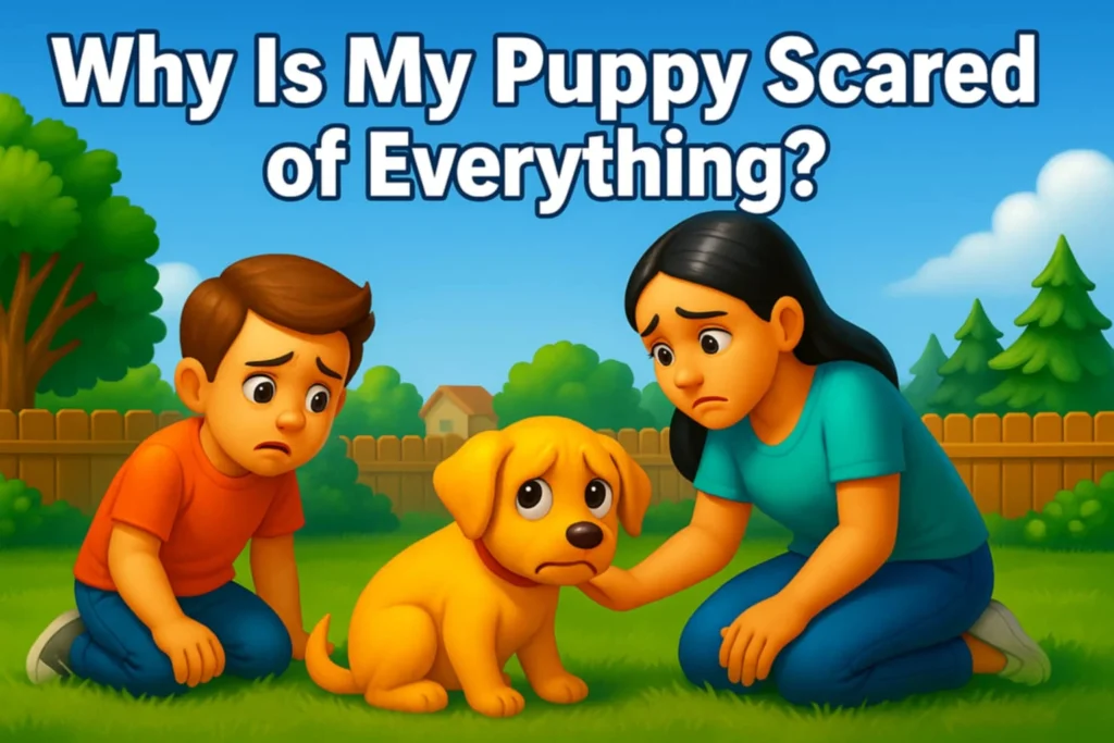 A nervous puppy hiding under a blanket, symbolizing fear and anxiety in young dogs - pyppy scared of everything