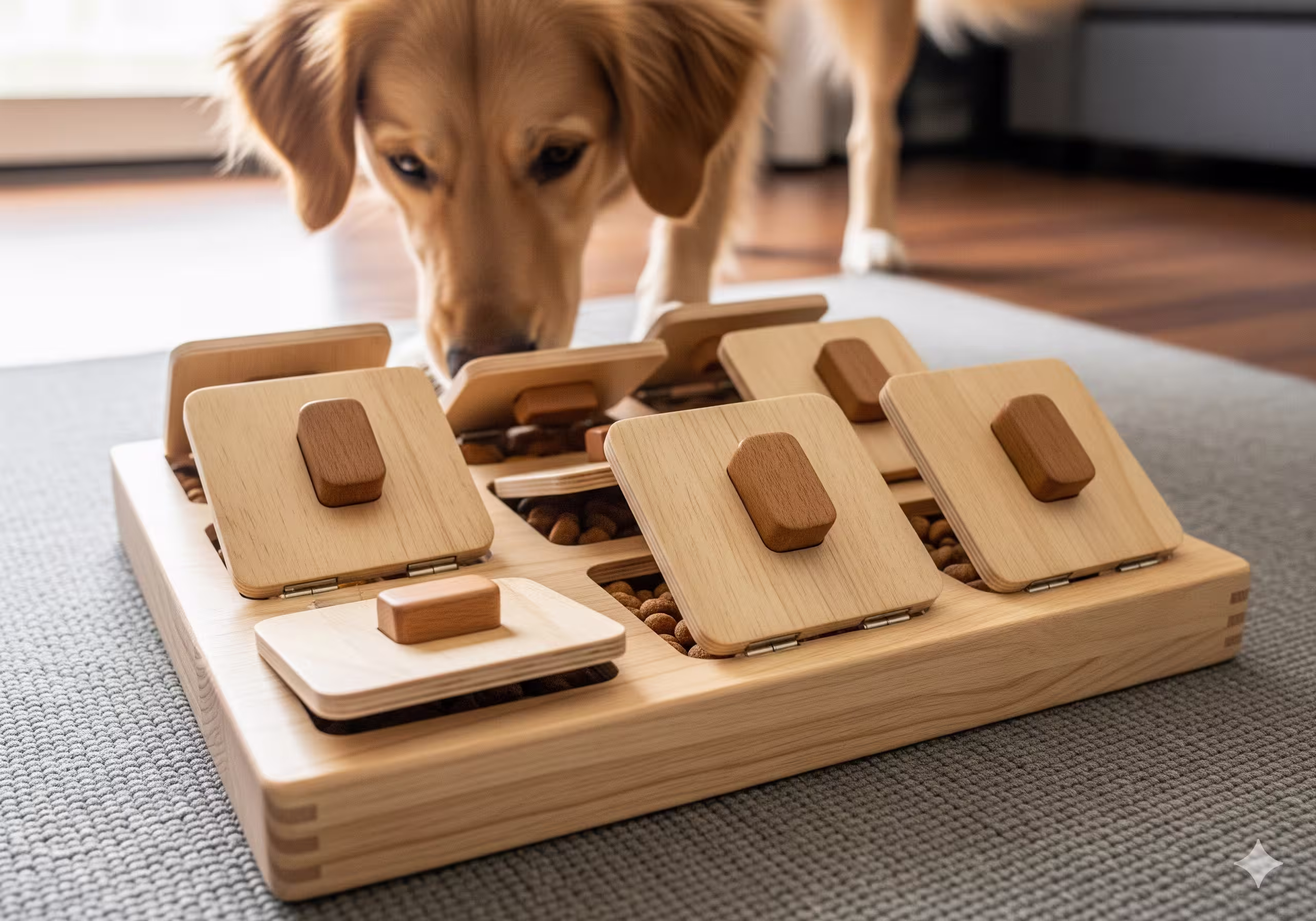 Beginner flip-lid puzzle tray with large tabs and easy hinges