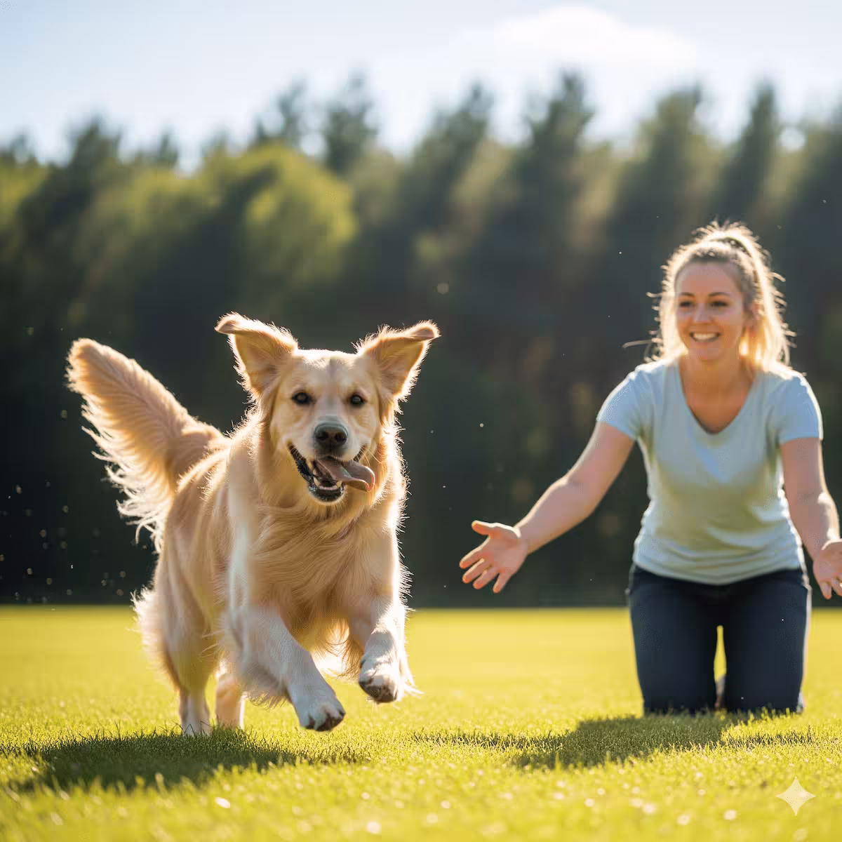 A person tossing a toy for a dog during a training session