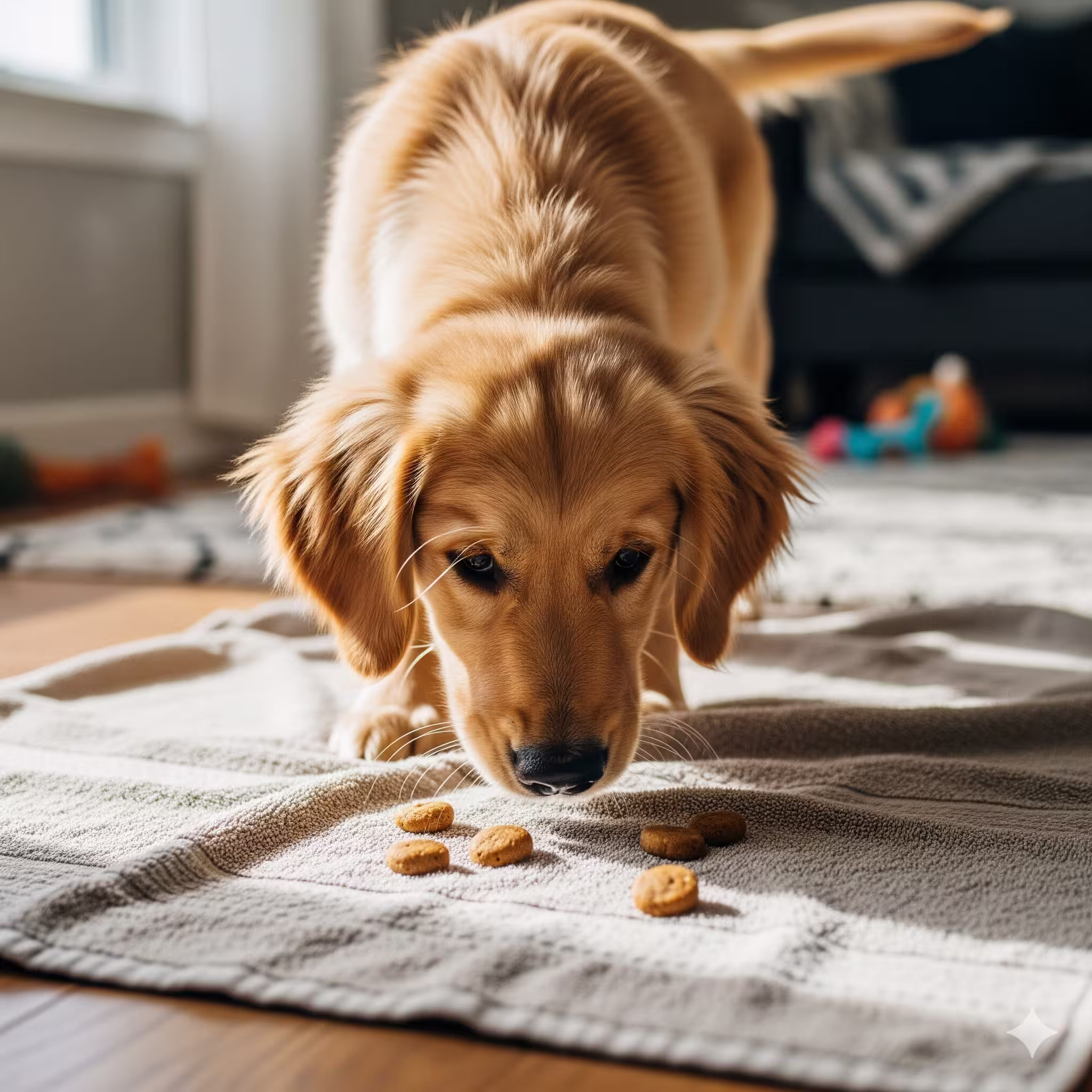 Scatter-and-roll towel burrito for an indoor sniffari