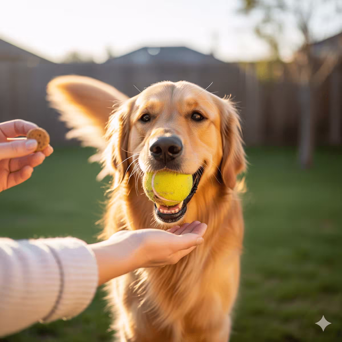 Dog releasing a toy from its mouth