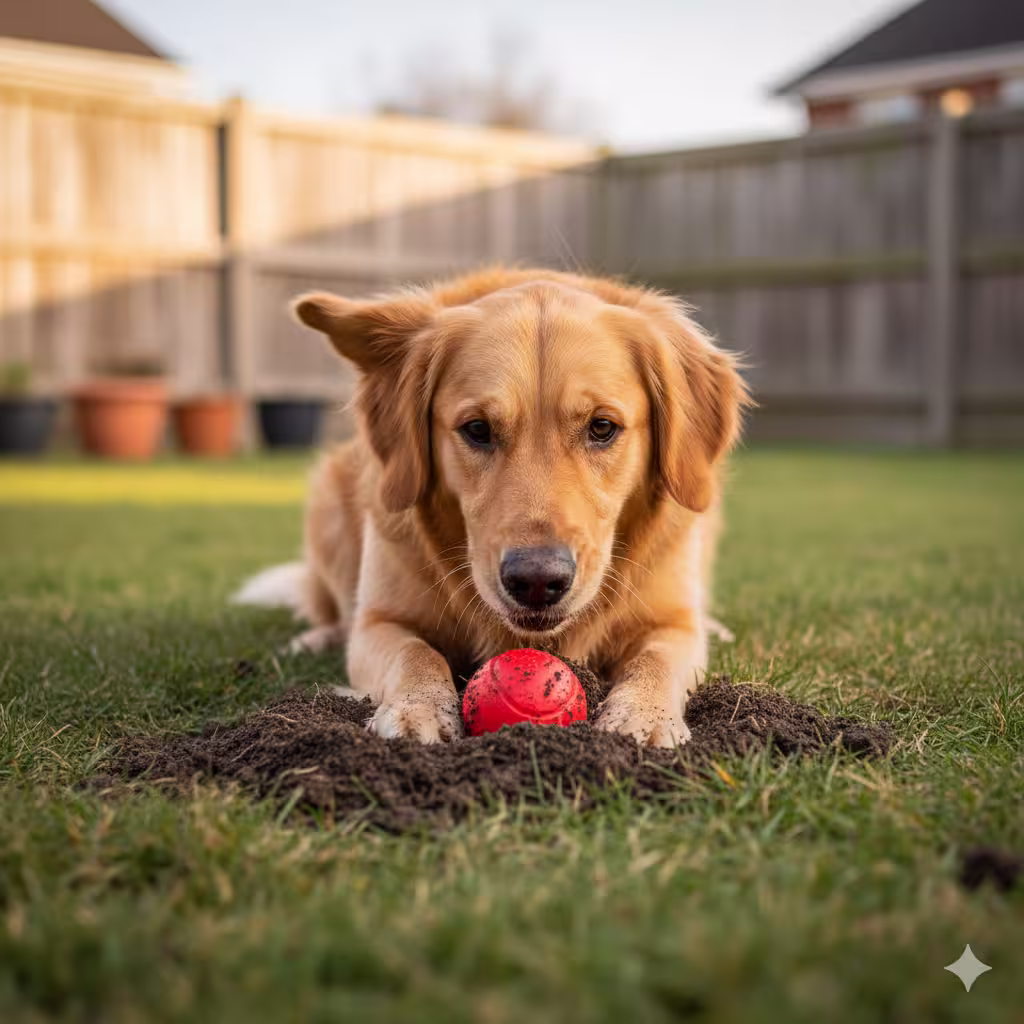 Dog digging happily