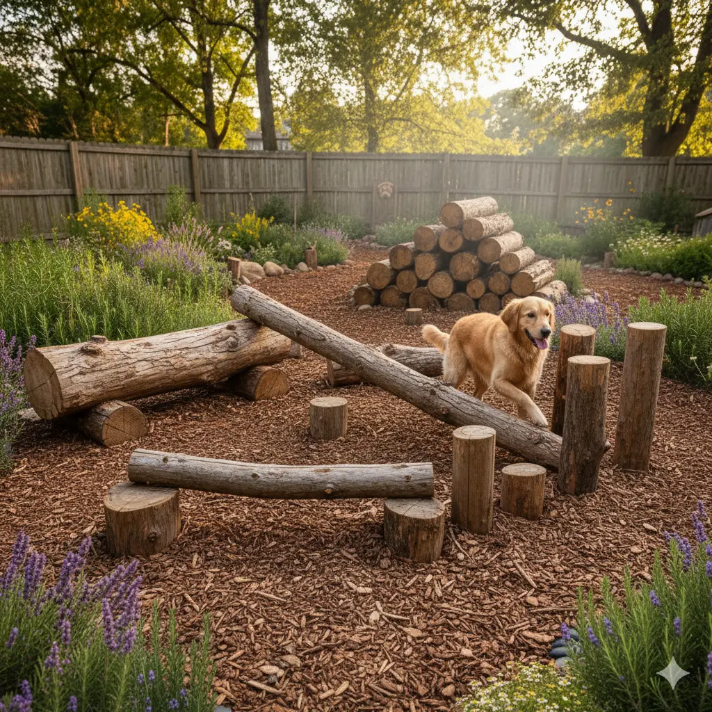 A large, sturdy log placed on the ground as an obstacle.