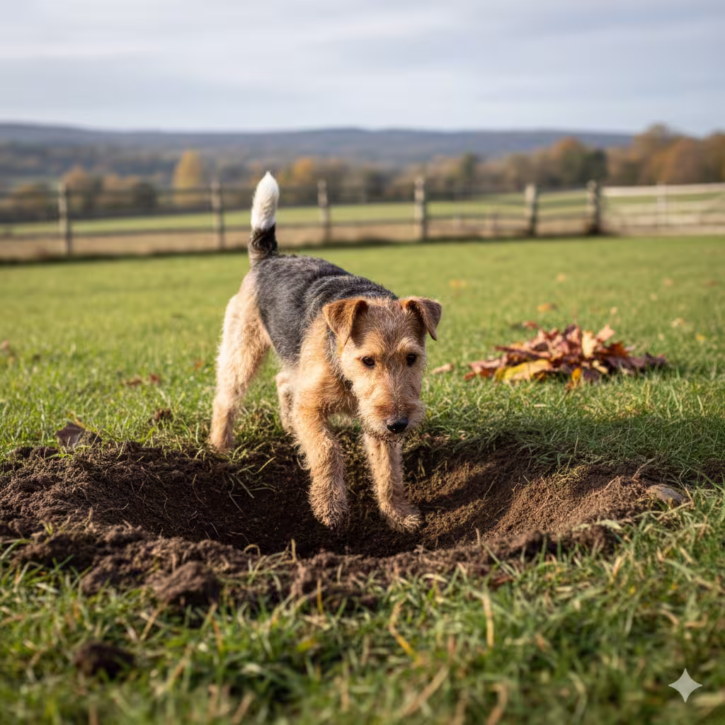 Dog digging happily